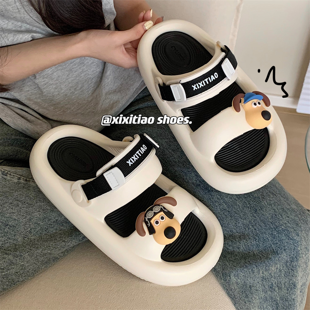2024 New Slippers for Women Summer Shoes Fun Cute puppy dog slippers Indoor Street Sandals for girls Beach shower slide
