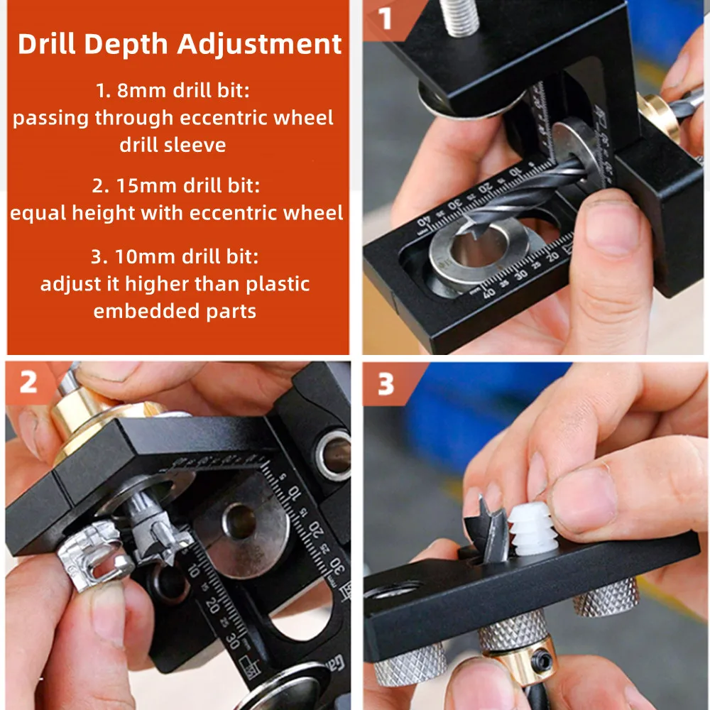 Woodworking 3 In 1 Doweling 2025 Jig Kit -Adjustable Wood Dowel Punch Locator Aluminum Pocket Hole Jig, new Cabinet Hole Drill Guide Tool