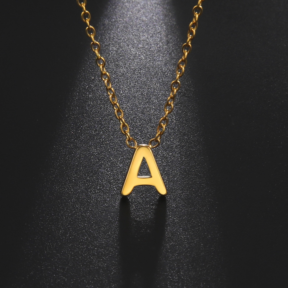 18K Real Gold Plated Stainless Steel Alphabet Pendent Necklace Lovers Couple Initial English Leter Necklaces for Women Bride Party Birthday Wedding Je