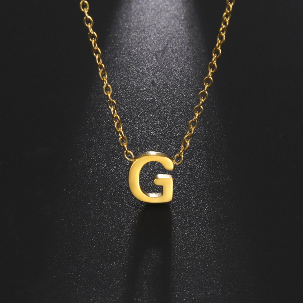 18K Real Gold Plated Stainless Steel Alphabet Pendent Necklace Lovers Couple Initial English Leter Necklaces for Women Bride Party Birthday Wedding Je