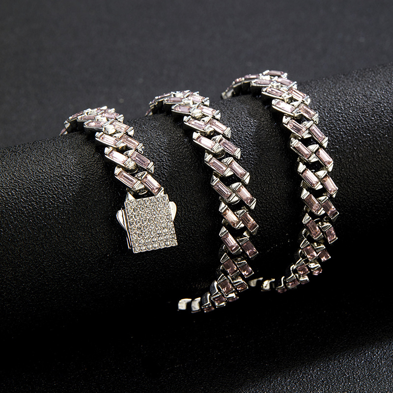fashion ice out moissanite necklace Alloy hip hop Vvs Moissanite Dias Cuban Chain chains for men bracelet designer jewelry cuban k chain gift