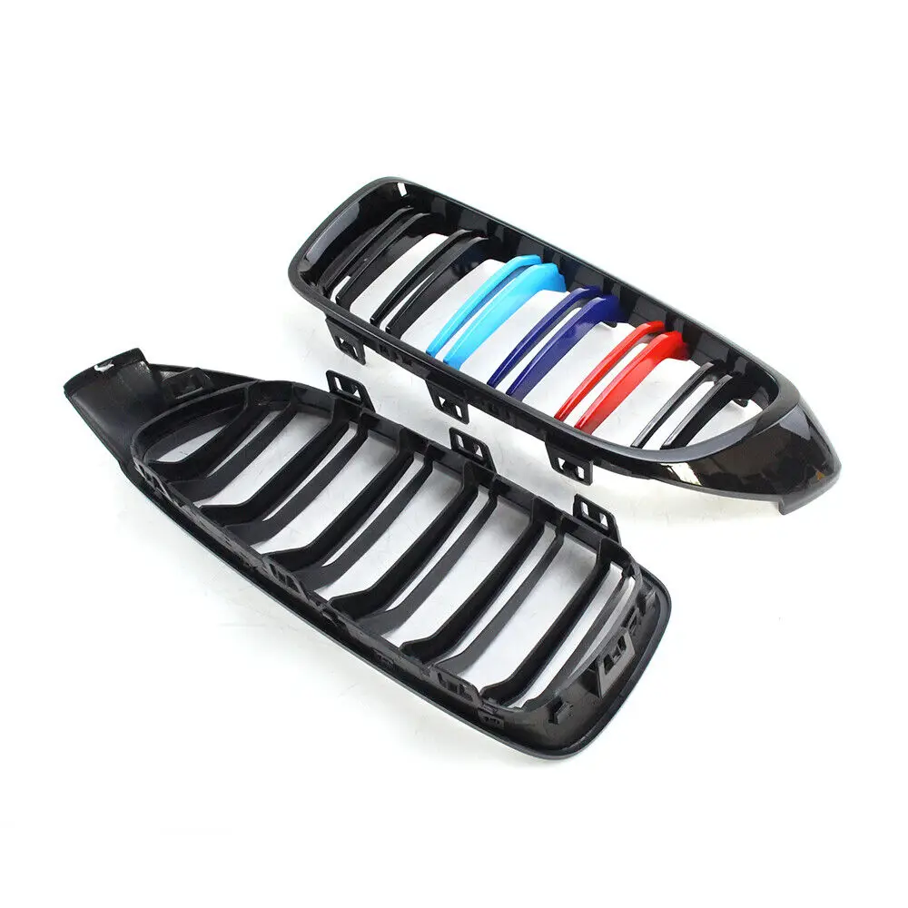 M4 Style Front Bumper Grille Racing Grill For BMW 4 Series F32 F33 F36 M3 F80 M4 F82 13-19 Dual-Slat Glossy Black Accessories
