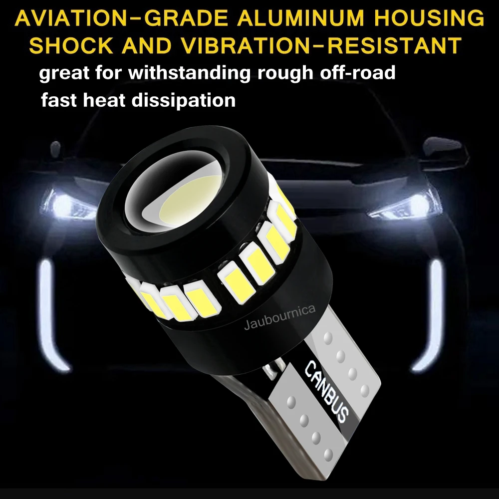 2PCS T10 W5W WY5W LED Super Bright Car Parking Light Canbus Auto Interior Dome Reading Lamp Turn Side Bulbs White Red Yellow 12V