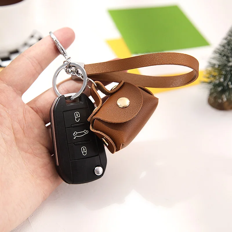 Creative Leather Mini Bag Keychain Coin Purse Pouch Cute Coin Wallet Women's Bags Mini Portable Storage Bag Small Earphone Box