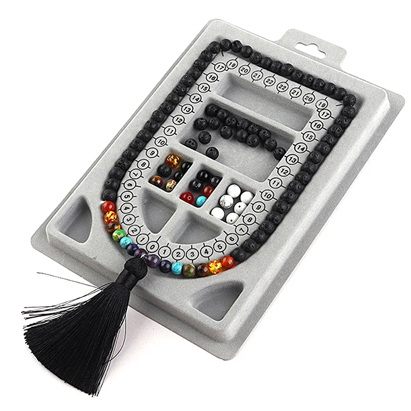 Flocked Beading Tray DIY Bracelet Necklace Jewelry Making Findings Beading Organizer Gray Bead Board Measuring Tools Accessories