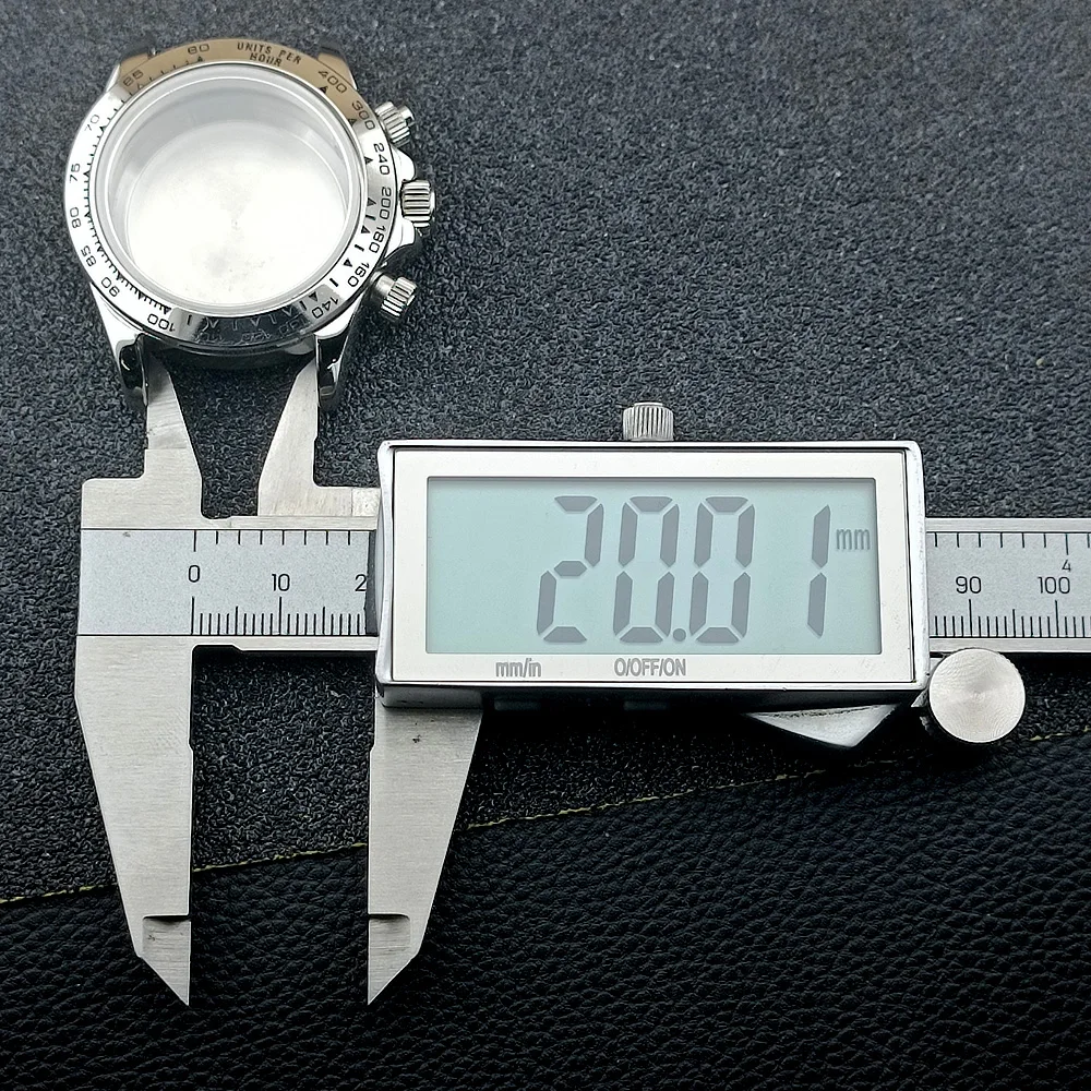 39.3mm Men's watches metal case FIT VK63 movement case watch accessories watch parts Fits 20mm strap Watch Box