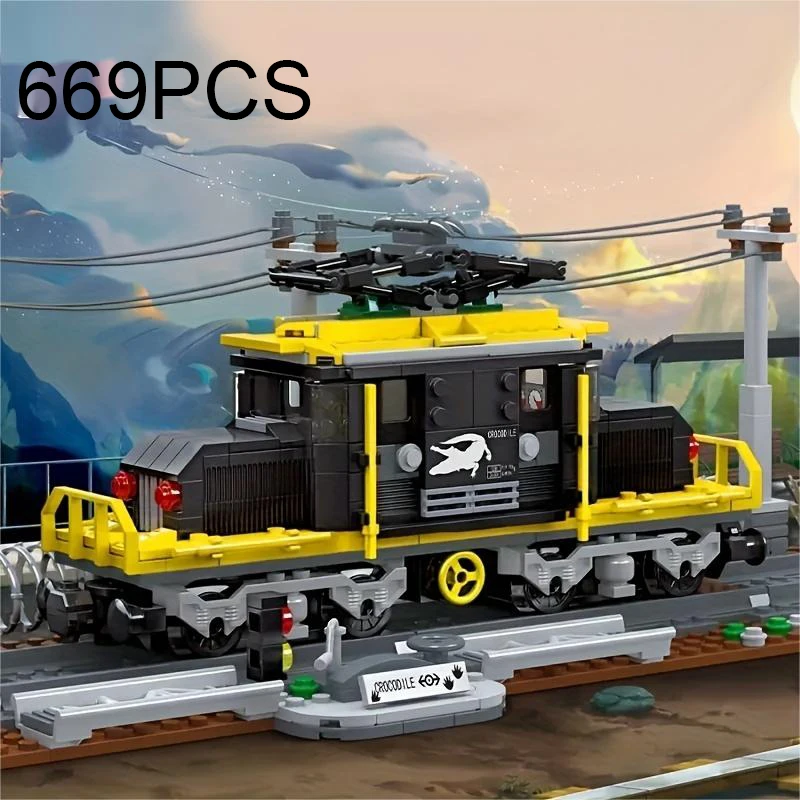Crocodile Train Building Blocks Creative City Streetview Railway Platform Rail Traffic Model Bricks Children's Christmas Gifts