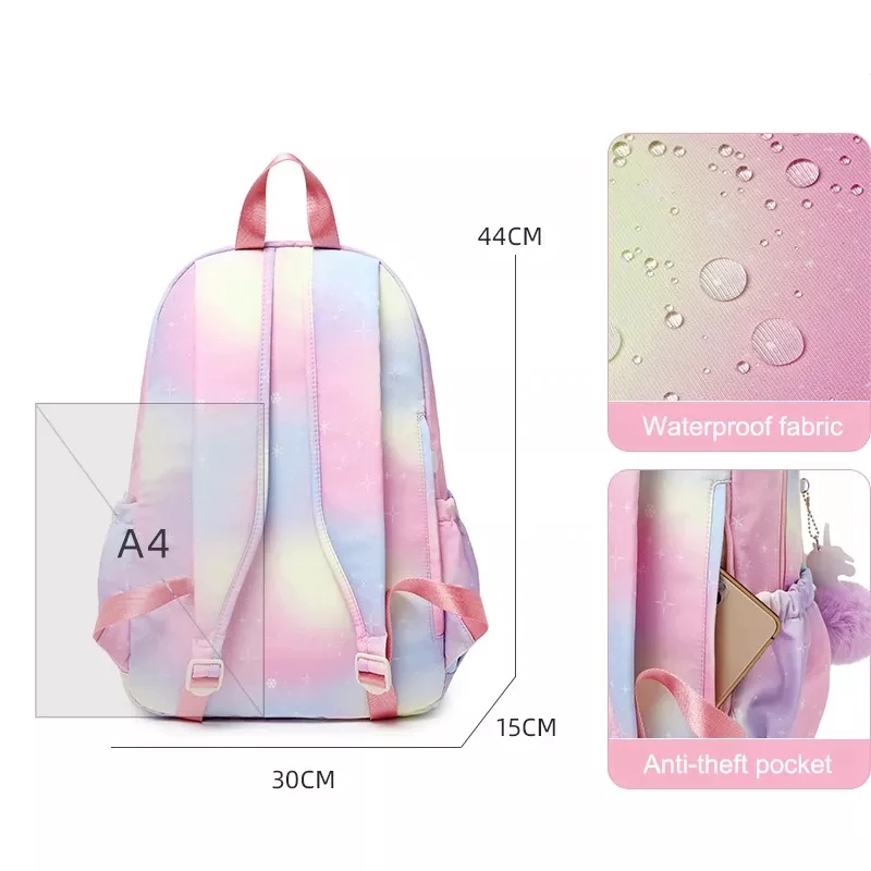 Kawaii Kids Girls School Backpack Water Resistant Bookbag With Pendant Elementary Students Book Bag Primary School Bag for Teens