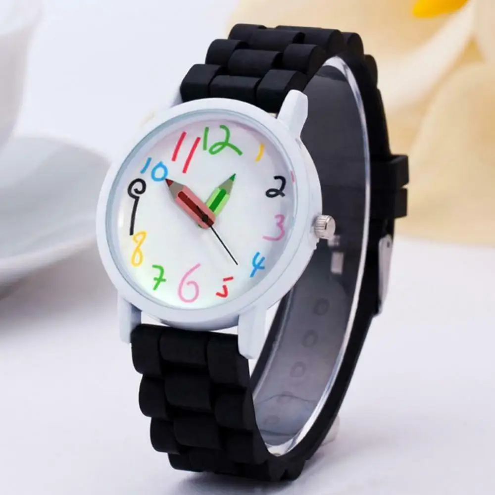 Creative Children Kids Watch Round Dial Silicone Strap Analog Quartz Wrist Watch Gift