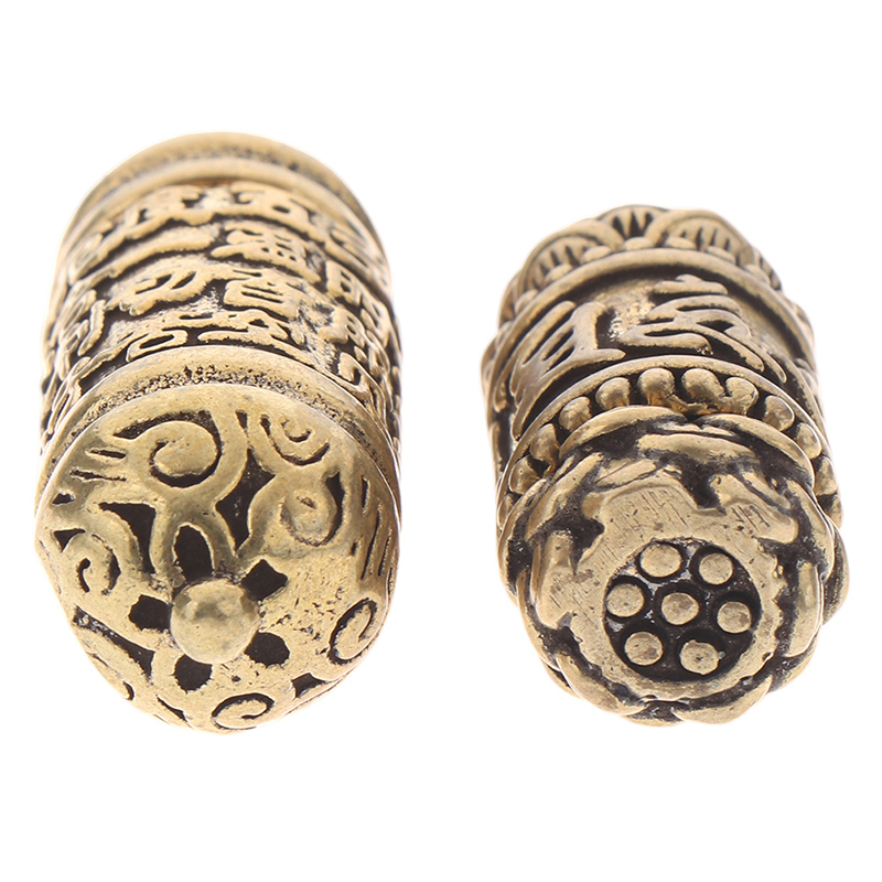 Hollow Brass Buddha Bottle Sutra Cylinder Pendant Keychain Handmade Vintage Pill Box Container Bottle
