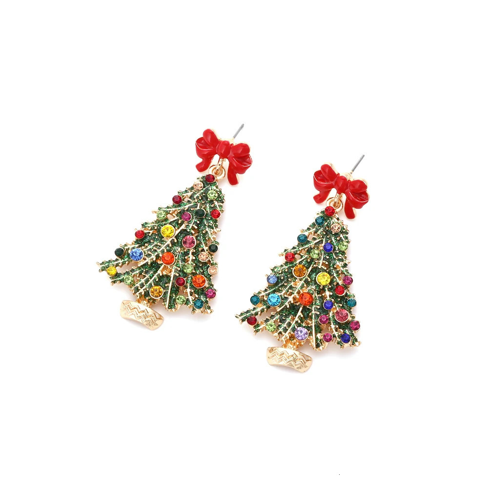 VODESHANLIWEN Fashion Christmas Tree Earrings Womens Rhinestone Dripping Accessories 241031