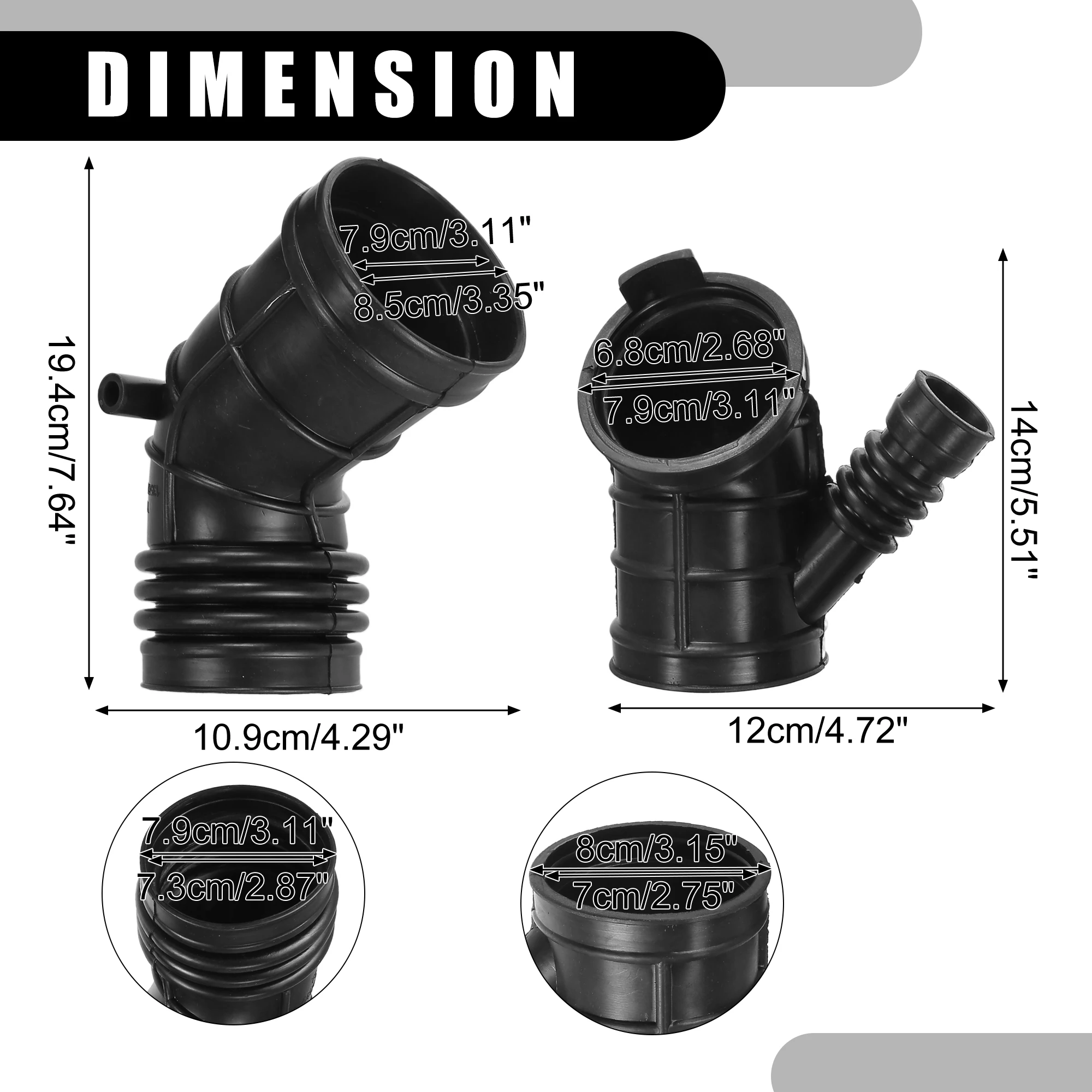 UXCELL Air Cleaner Intake Hose Tube with Clamps for Honda Accord 2.4L L4 2008 2009 2010 2011 2012