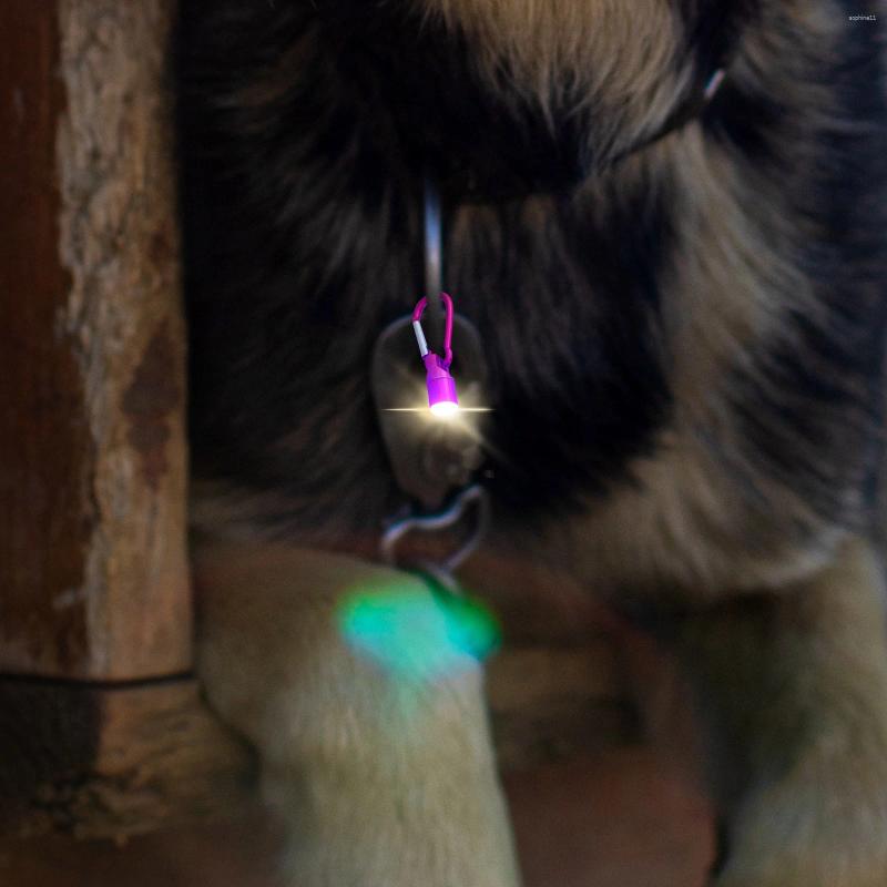 Dog Collars Dog Collars 4Pc Portable Aluminum Pet Cat Puppy LED Flashing Blinker Light Safety Collar Tag (Red Blue Purple Pink) H250219