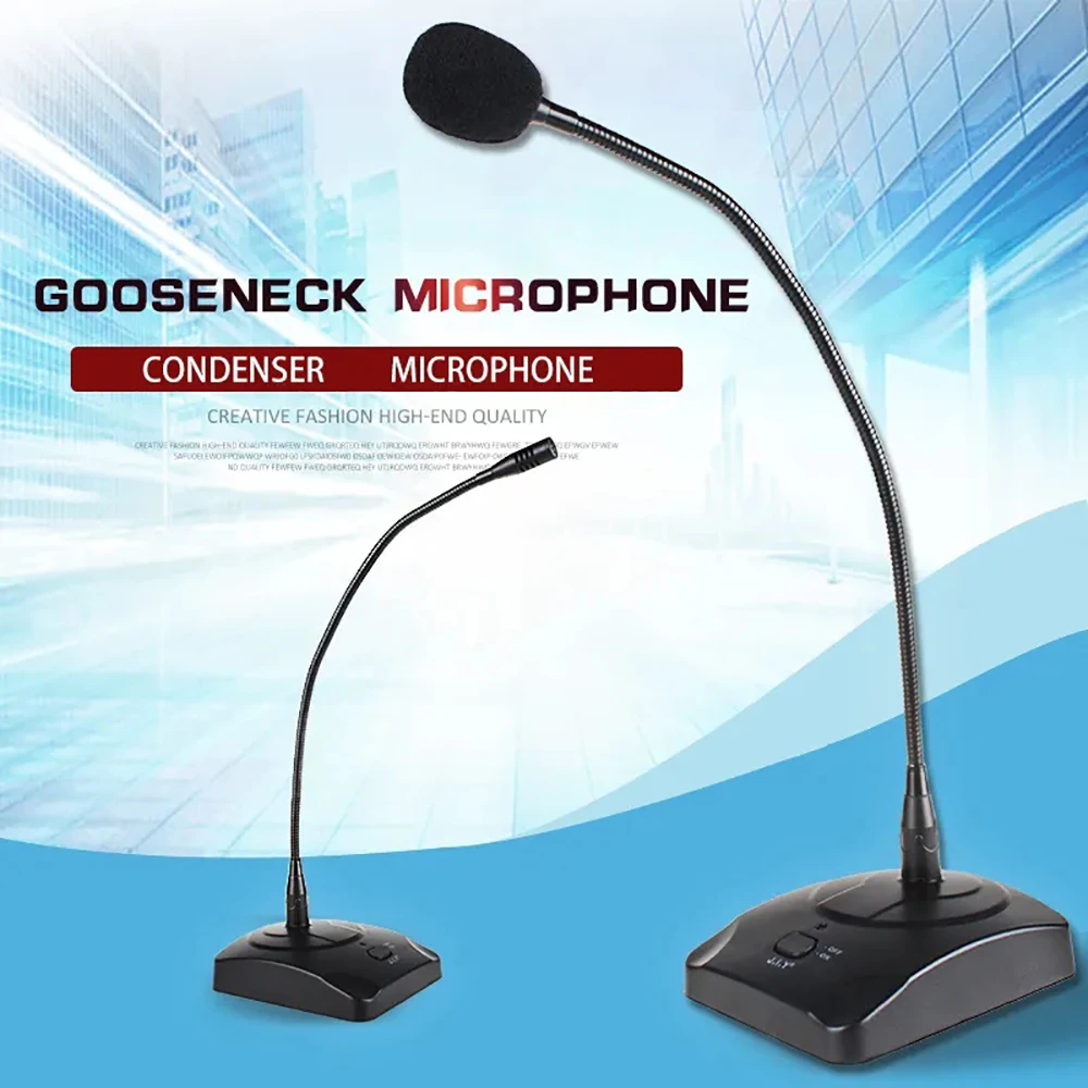 HD Gooseneck Microphone Professional Conference Center Mic Capacitive Broadcasting Flexible High Sensitivity Wired 6.35mm Plug