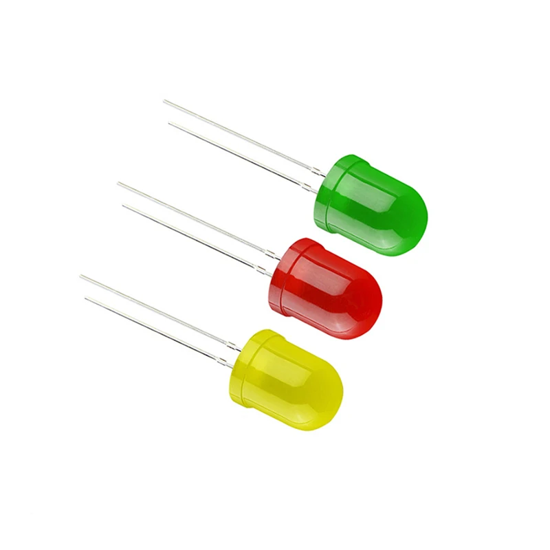 10PCS F10 10MM 5 Colors DIP LED Green Red Yellow Blue White Super Bright Quality Bead Light Emitting Diode Plug-in Bulb Assorted