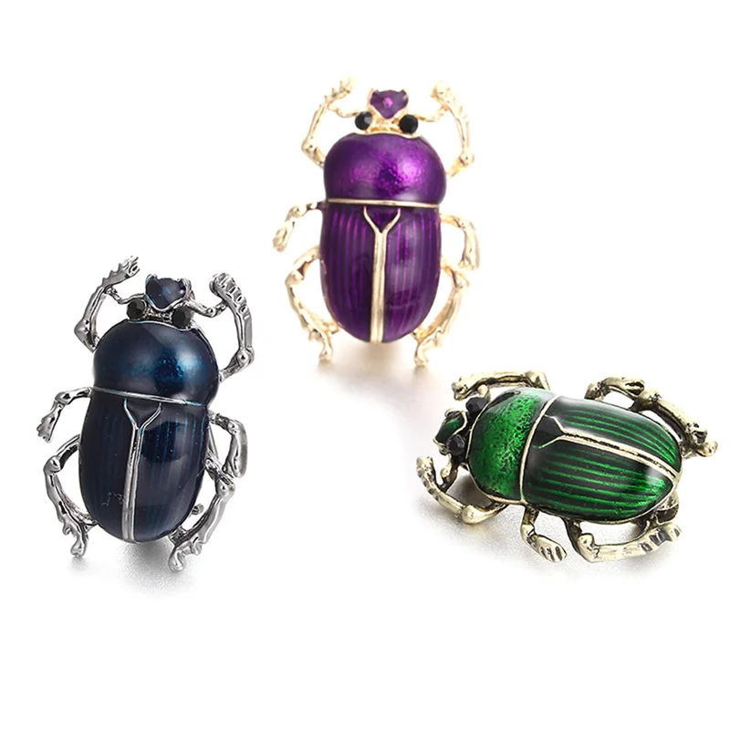 New Vintage Jewelry Beetle Brooches for Women Kids Enamel Blue Green Purple Animal Insects Brooch Jewelry