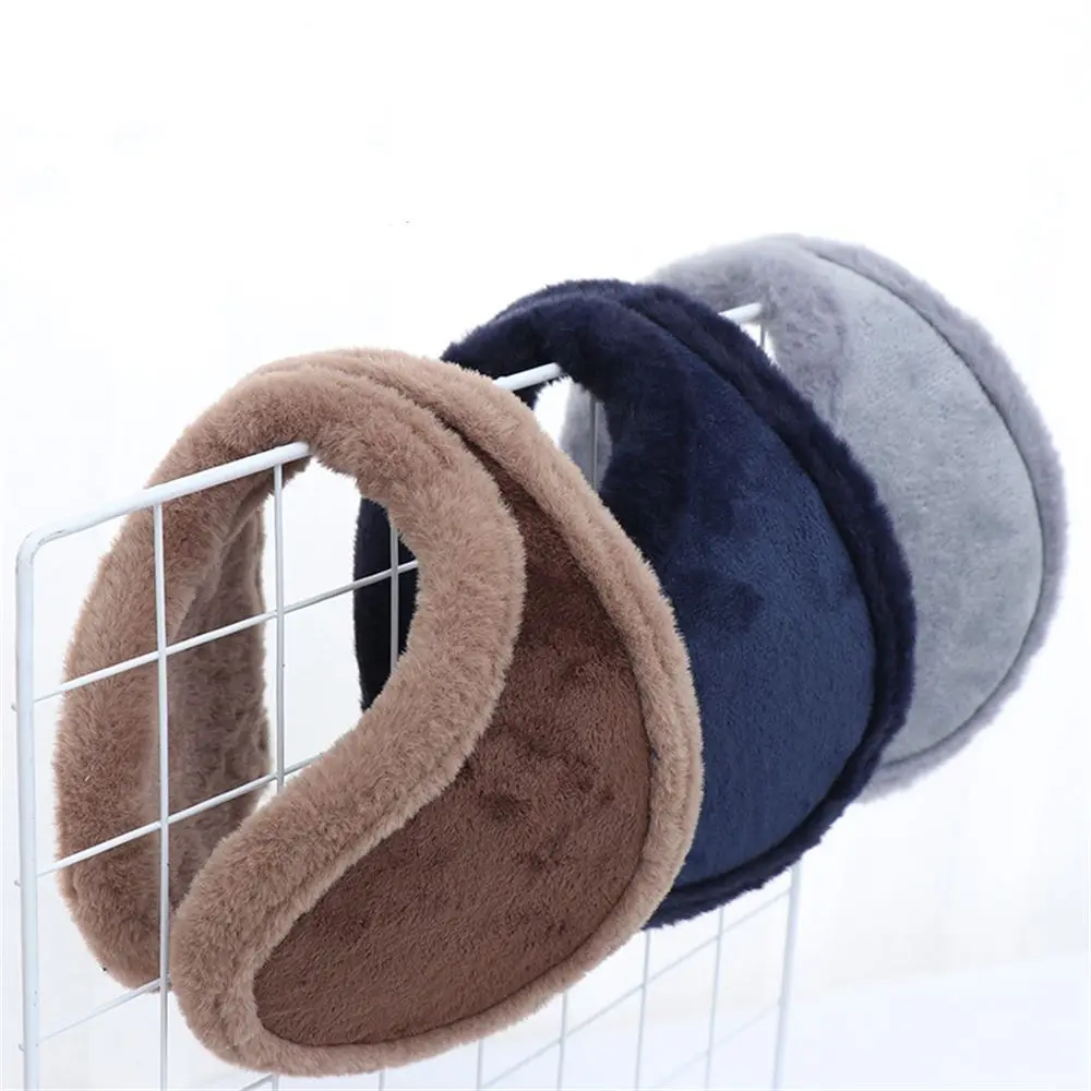 Mens Ear Muffs Winter Ear Warmers Fleece Unisex Thicken Plush Earmuffs Behind Band Head