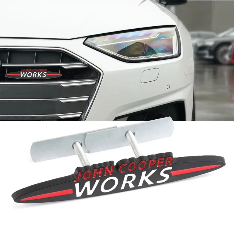 3D Metal Car John Cooper Works Stickers Decals Front Hood Grill Emblem For Mini Cooper JCW S F54 F55 F56 F60 R50 R53 R55 R56 R57