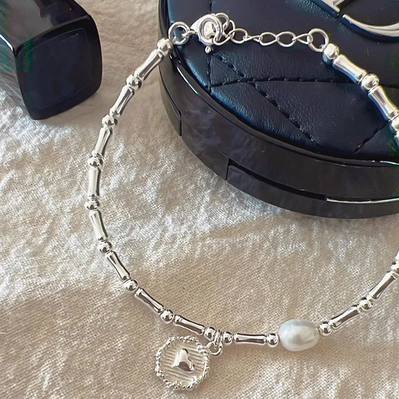 925 Sterling Silver plated Pearls Bamboo Knots Bracelet for Women Girl Simple Korean Jewelry Birthday Gift Dropshipping