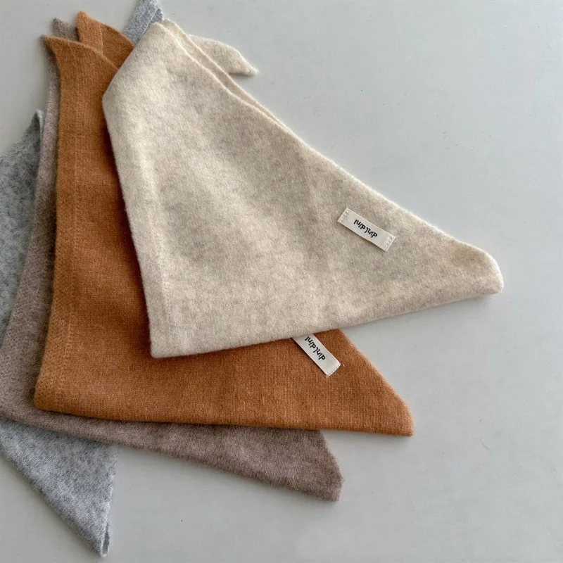 Winter Children's Triangle Scarf Wool Solid Scarf Baby Girls Soft Shawl Kids Collar Warm Neckerchief Boys Drool Saliva Towels