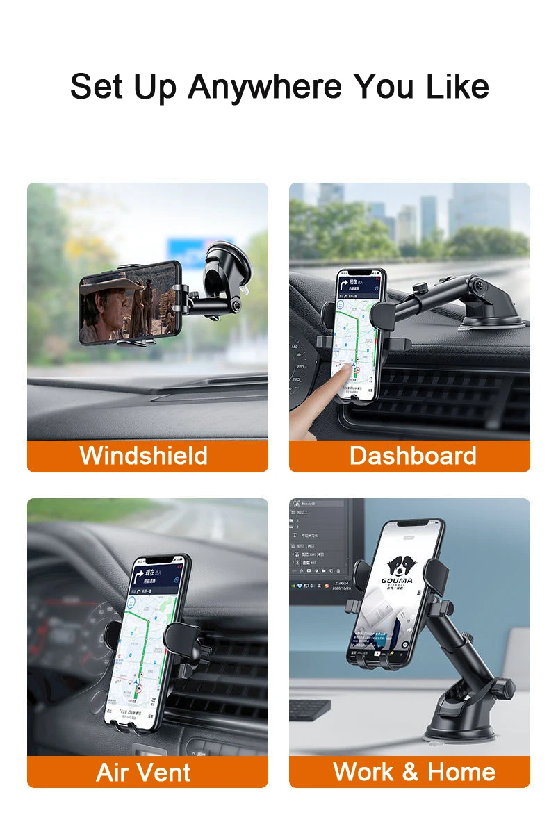 Phone Holder for Car Truck Drivers Universal Upgraded Handsfree Stand Dash Windshield Air Vent Mobile Phone Mount Holder Stand