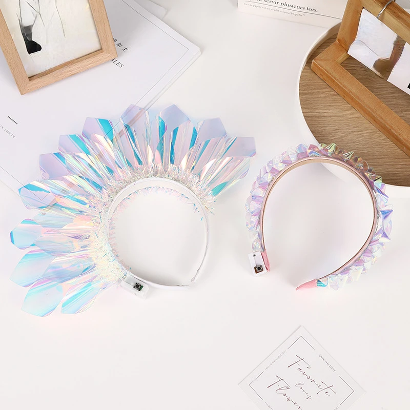 Headbands Light Up Headband with Color Change Led Lights Face Jewelry Hair Accessories for Girls Women Glow Party Christmas navidad S247174