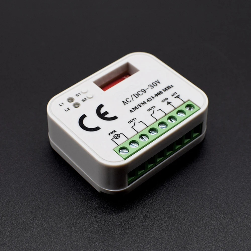 Universal RX Multi Frequency 300-900MHz Receiver 2CH AC/DC 9-30V Relay Module For Garage Door Remote Control 433.92MHz 868MHz