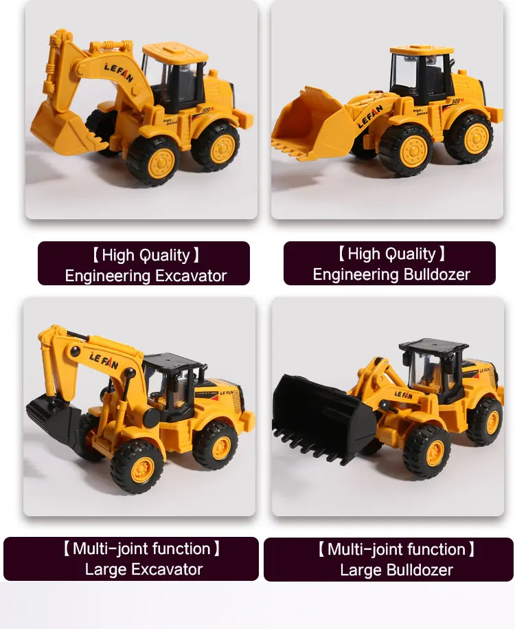 Back Car Toys Retro Classic Vehicle Engineering Models Cars Excavator Crane Bulldozer Roller Kids Car Toys For Boys