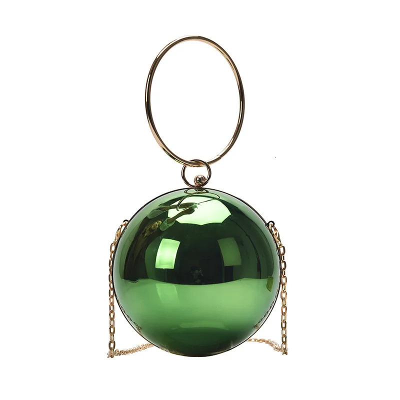 Womens Round Ball Night Bag Fashionable Smooth Bright Surface Clutch Bag Womens Ten Font Bag Party Chain Handbag 241031