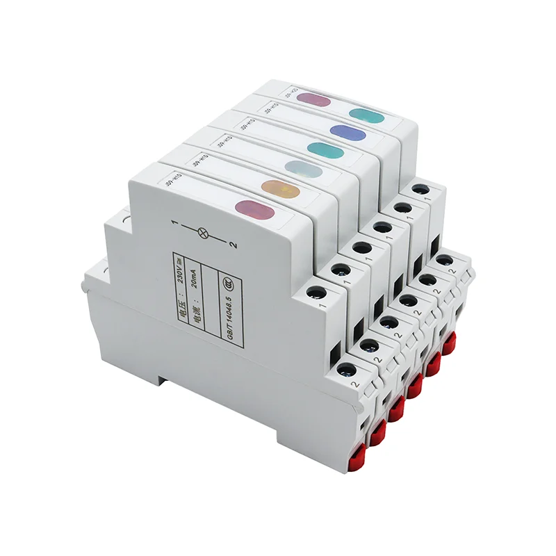 LED 1PC Din Rail Mount Pilot Lamp Modular 220V 24V VAC/DC Signal Light Indicating Red Green Blue