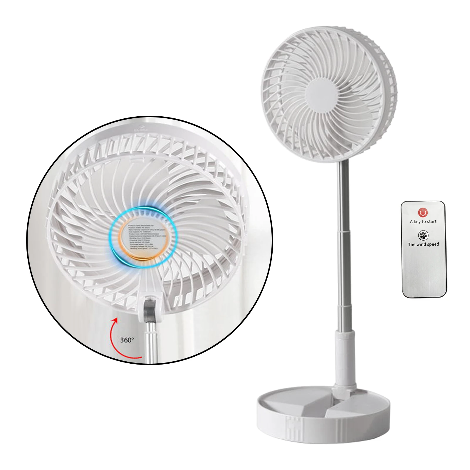 Air Cooling Fan with Remote Control USB Powered Foldable Desktop Fan 4 Speed Personal Floor Fan for Bedroom NightStand Kitchen