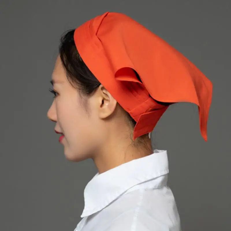 1Pc Restaurant Waiter Triangle Headband Chef Hat Men Women Kitchen Portable Solid Color Hat Food Hygiene Work Hat