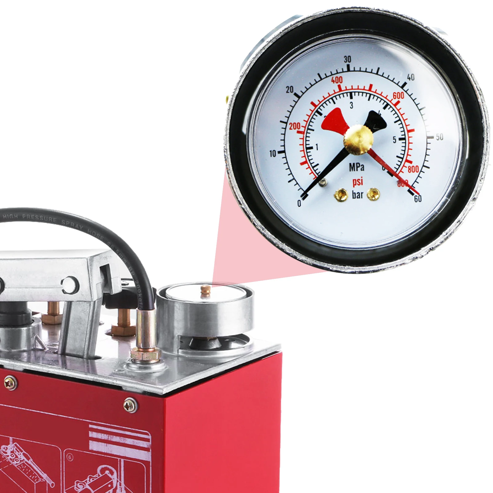 VEVOR Hydraulic Manual Pressure Test Pump Hydrostatic Water Pressure Tester 0-50 Bar 12L Tank for Pipeline Heating Irrigation