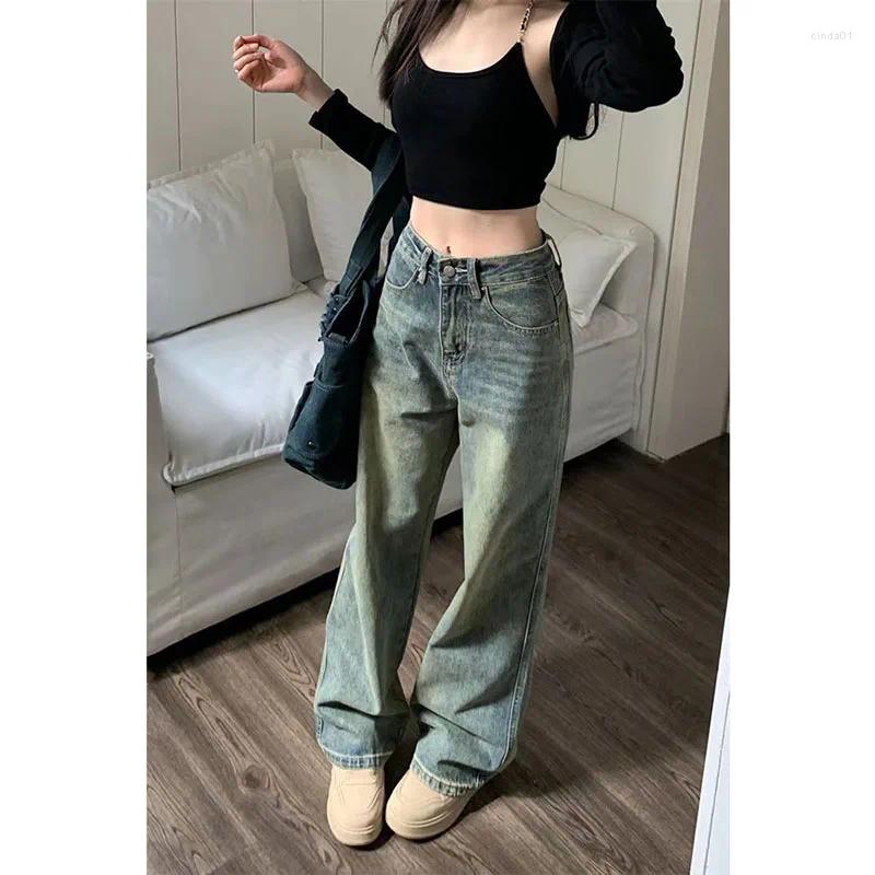 Womens Jeans XPQBB Vintage Wide Leg For Women Streetwear High Waist Loose Straight Denim Pants Female Spring Wild Casual Trousers AAA Discount for in-