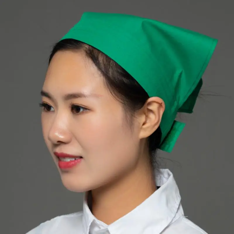 1Pc Restaurant Waiter Triangle Headband Chef Hat Men Women Kitchen Portable Solid Color Hat Food Hygiene Work Hat