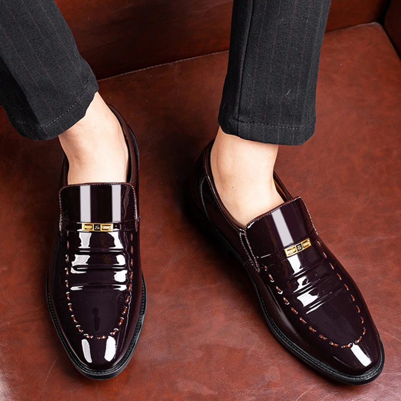 PU leather mens shoes slip in Oxford suitable for mens wedding parties office work shoes enlarged size classic business casual fashion shoes 241031