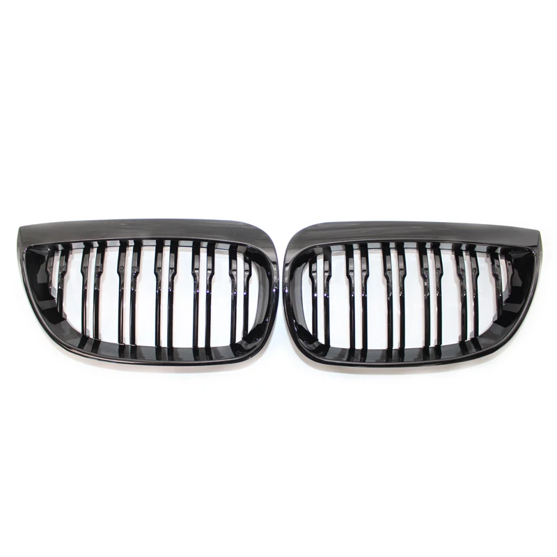 For E81 E87 120d 120i 130i Car Grill Front Kidney Racing Grills Gloss Black Grille Auto ABS Double Slat Grilles 04-06