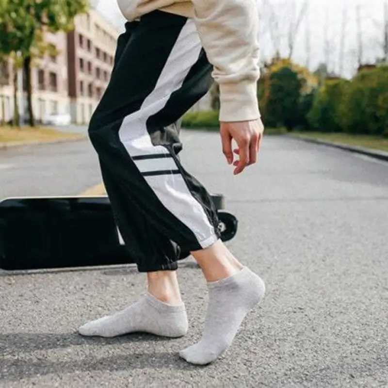 5-10-12 Pairs Unisex Ankle Solid Women Men Ankle Sock Pack Solid Black White Short Hosiery Thin Spring Summer LX241102