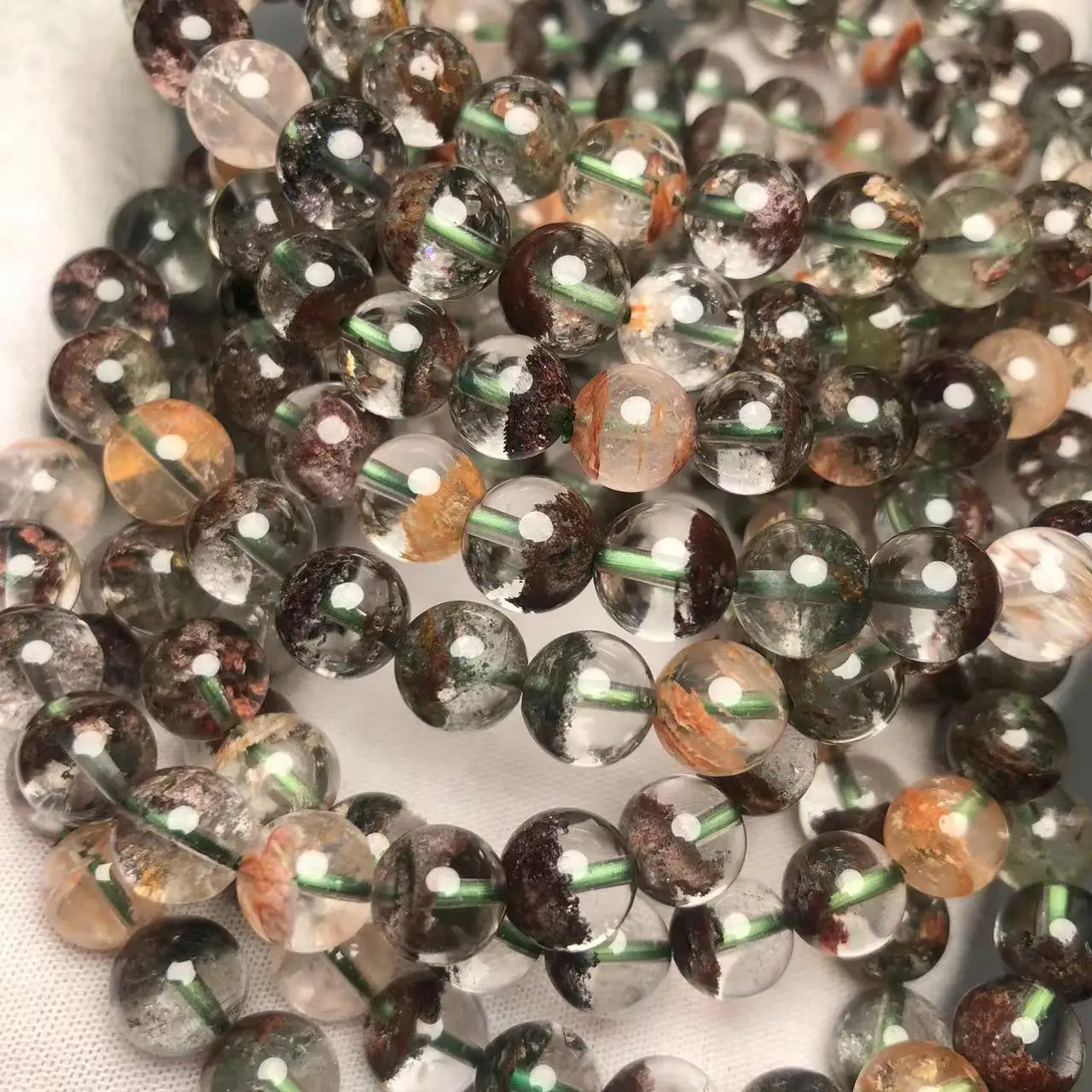 Meihan Wholesale Natural AAA Genuine Brazil Colorful Phantom Quartz Bracelet Smooth Round For Jewelry Making Design DIY