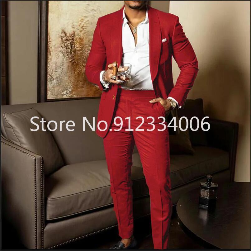Latest Men's Wedding Suit Slim Fit 2 Piece Brown Groom Tuxedos Tailor Made Business Suits For Men Costume Homme (Blazer+Pants)