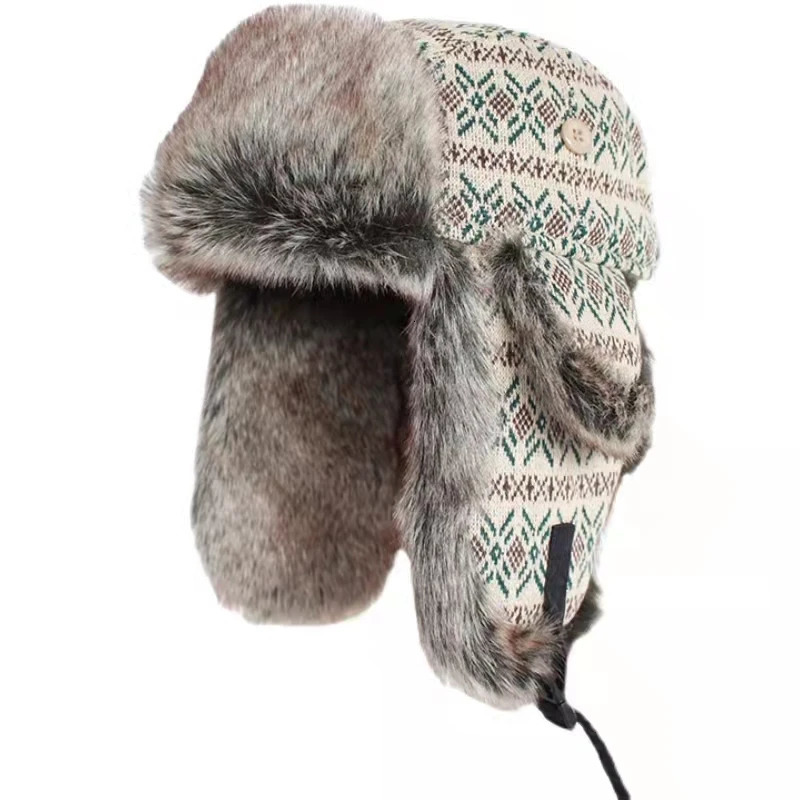 Winter Russian bomber hat female hunter snow hat with ear flaps Unshanka hat 241031