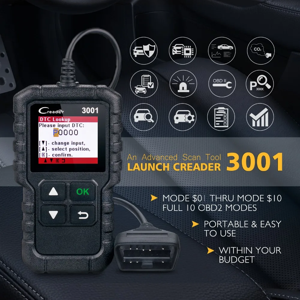 LAUNCH X431 Creader CR3001 OBD2 Scanner Engine Fault Automotive OBDII OBD Code Reader Diagnostic Scan Tool Free Update PK ELM327
