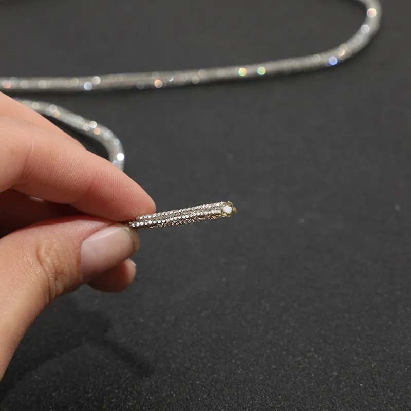 2 Yards Rhinestone Rope Glitter 4mm Crystal Tube Cord Trimming DIY Jewelry Bracelet Necklace Shoelaces Bag Strap Material Decor