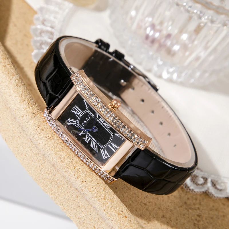 2024 Vintage Classic Luxury Design Diamond Women Watch Starry Square Simple And Stylish Roman Numeral Quartz Wristwatch