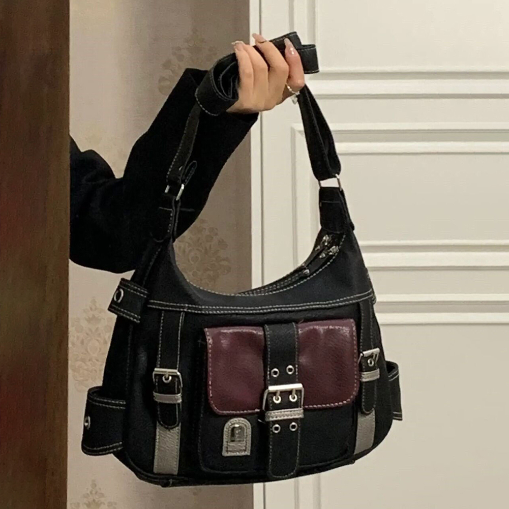 Girls Large Capacity Crossbody Bag Adjustable Strap Retro Sling Bag Versatile Y2K Messenger Bag for Traveling Shopping Commuting