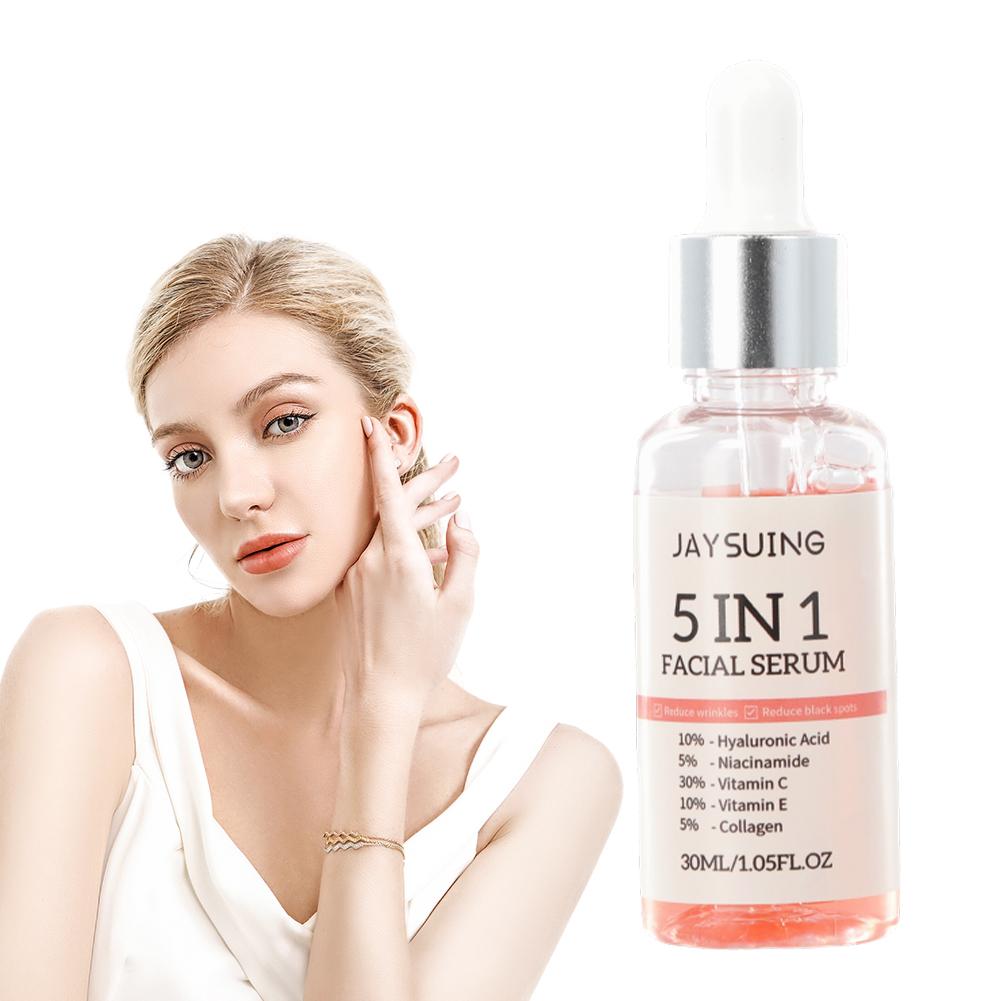 1pcs 30ml 5 In 1 Face Serum Moisturizing Hyaluronic Acid Vitamin C Facial Serum smoothing Brightening Skin Care