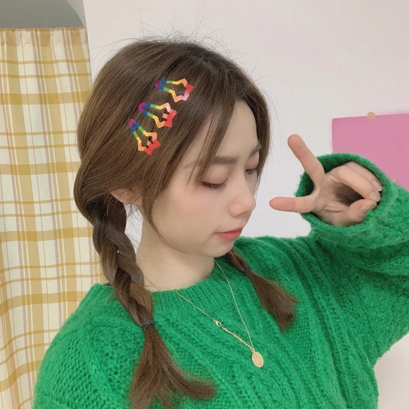 Y2k Rainbow Color Design Girls Hair Clip 2025 Taking new Photo Hairpins Lovely Hairclip