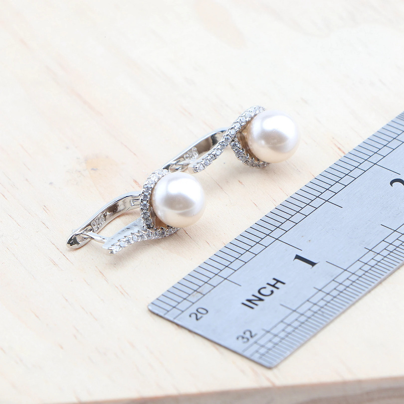 Natural Pearl Jewelry Set 925 Pure Silver White Zircon Ring Bracelet Earrings Pendant Necklace Set 241031
