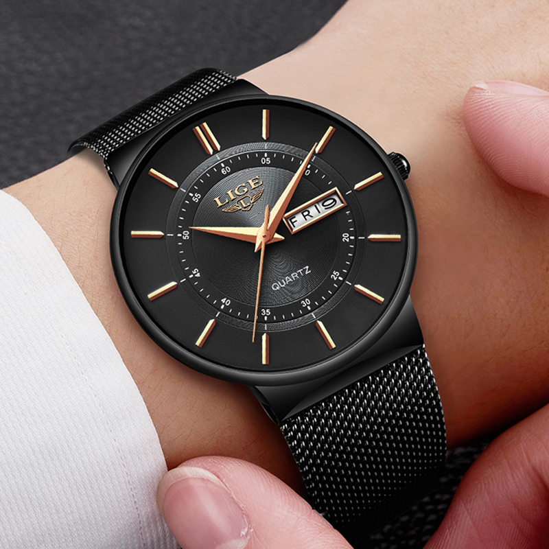 Mens Watches LIGE Top new Brand Waterproof Ultra Thin Date Clock Male Steel Strap Casual Quartz 2025 Watch Men Sports Wrist Watch