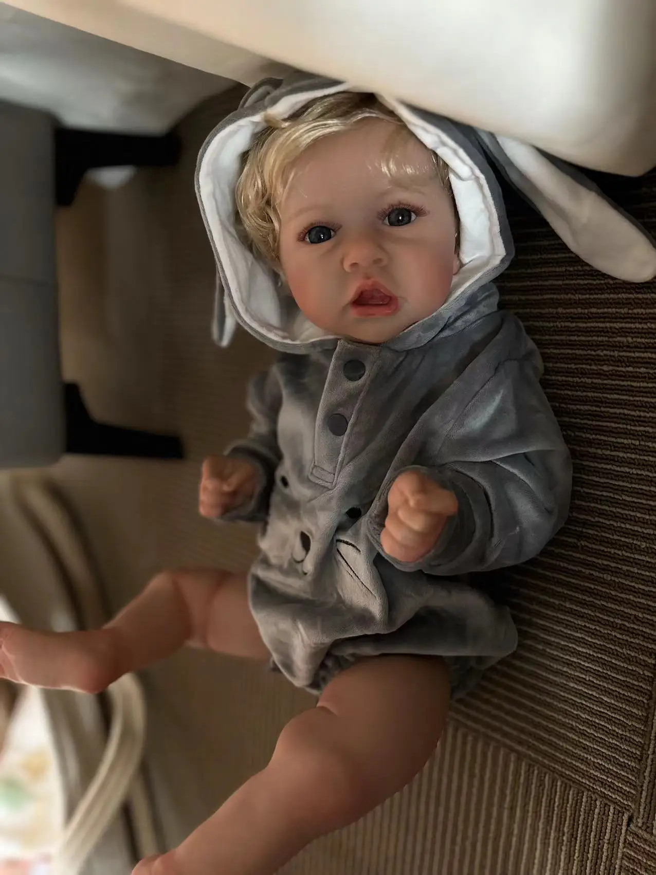 20 Inch Saskia Reborn Baby Doll Painted By Artists Handmade Lifelike Newborn Doll With Grey Clothes